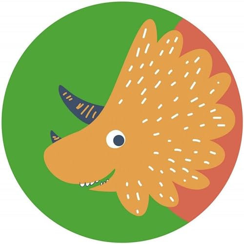Komar DOT runde und selbstklebende Vlies Fototapete - Little Dino Trice - Ø Durchmesser 125 cm - Kinderzimmer, Dinosaurier, Comic, Wandsticker, Wandtattoo - D1-066