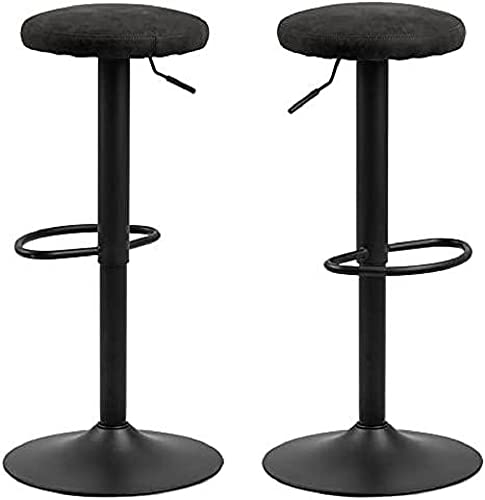 AC Design Furniture Finn Barhocker 2er Set, H: 82 x B: 40 x T: 40 cm, Anthrazit/Schwarz, Stoff/Metall, 2 Stk.