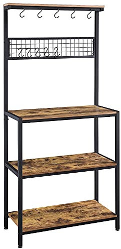 Yaheetech Estantería de Cocina de Madera Estante de Horno Microondas Estantería de Repostería de 3 Niveles 80x38x170cm Estilo Rustico