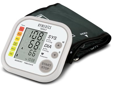 HoMedics TheraP Automatisches Oberarm-Blutdruckmessgerät für digitale Blutdruckmessung und Pulsfrequenzmessung, mit 60 Speichern, Warnfunktion und Erkennung von unregelmäßigem Herzschlag