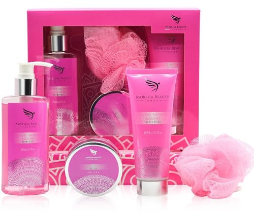 Pamper Gifts For Women - Vanilla and Coconut Gift Sets for Women; Relaxing Bath Sets with Shower Gel, Body Lotion, Body Scrub, Bath Bomb, Mothers Day Gifts