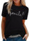 Tuopuda Magliette Donna Estive T-Shirt Manica Corta Elegante Top Cotone Crew Neck Graphic Tee Maglietta Casual Camicia Stampa Shirt Divertenti Sportivi Blusa Moda Top Taglie Forti, Z1-Nero, XXL