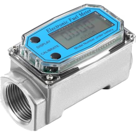 Uadme Durchflussmesser, 15–150 L/min 1 NPT Durchflusssensor Diesel, Mini Digital Turbine Flowmeter, für Diesel Kerosin Benzin, Zeigen den Momentanen als Auch den Kumulativen Durchfluss, Blau