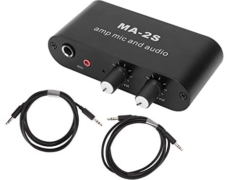 Kadimendium Mini Pequeño Preamplificador de Audio Estéreo 3 Puertos de Salida Aluminio ABS Amplificador de Auriculares Mini Preamplificador para Altavoz