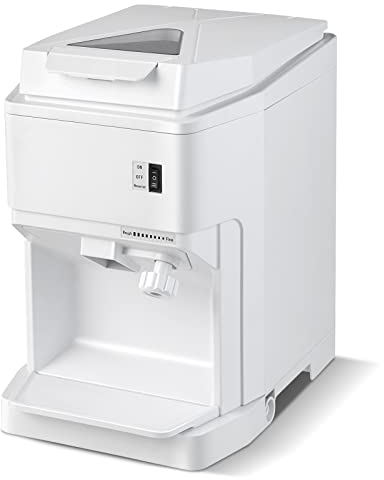 TANGZON 350W Ice Shaver, 120kg/h Ice Thickness Adjustable Commercial Snow Cone Machine with Drain Pipe, Food Grade Ice Crusher Catering Machine for Home Kitchen Bar