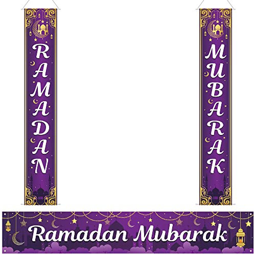 Ramadan Mubarak und Paar Banner, Flagge Banner und Zaun Banner (lila)