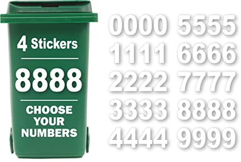 4 x Bin Numbers for Wheelie Bins, 0-9, Dustbin Stickers, Easy Application 17.5cm Stick On Number Stickers - Weatherproof Self Adhesive Vinyl (Number 8)