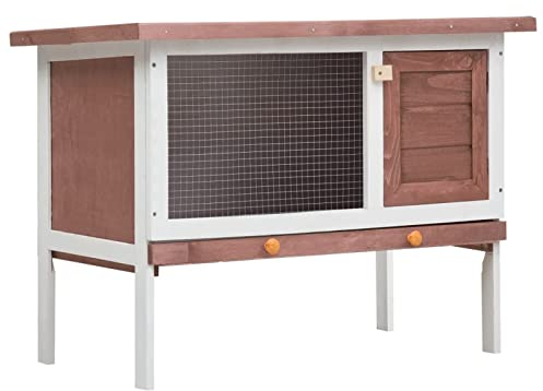 Kaninchenstall 1 Ebene, XIAOGUANG Hasenstall, Hasenkäfig, Doppelhausninchenställe,Tierhaus, Kleintierstall, Kaninchenhaus, Haustierstall, Kaninchen Häuser, Braun Holz