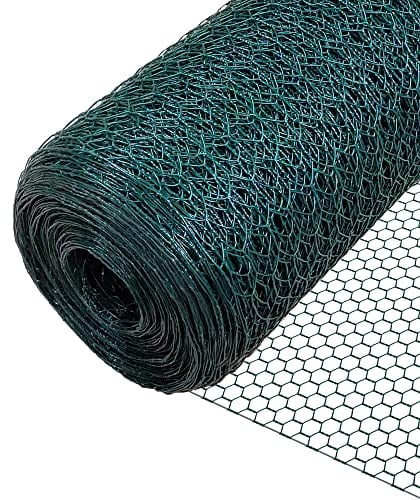 VOUNOT Rete Metallica Plastificata, Reti Recinzione per Pollame, Animali e Piante, Maglia Esagonale 25mm, 100cm x 50m, Verde