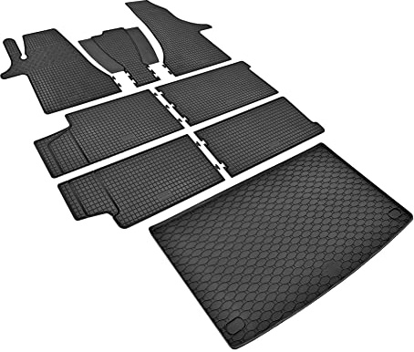 Z4L Gummifußmatten und Kofferraumwanne EIN Set geeignet für VW T6 Transporter/Caravelle 8/9 Sitze ab 2015 bis 2019 | L1