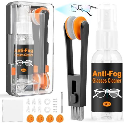 Ordilend Glasses Cleaner Eyeglass Cleaning Kit with 24H Anti Fog Spray for Glasses and Microfiber Cloth, Portable Eyeglass Cleaner Tool Lens Wipes Cleaning kit for Camera Lenses