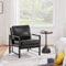 Yaheetech Retro Sessel Stuhl Lehnstuhl Relaxsessel mit Rückenlehne Einzelsessel mit Metallrahmen und Kunstleder, schwarz