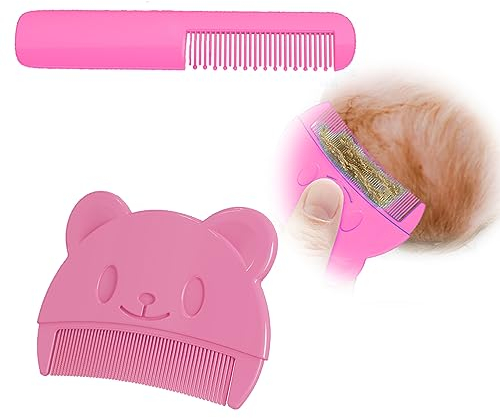 LJFEA Brosse et peigne pour croûtes de lait(2PCS),Brosse en silicone pour le bain de bébé,Peigne à cheveux sensoriel doux avec poils doux en silicone (Rose) Outil de bain