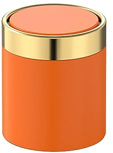 IOIUSKKU Cubo de Basura - Cubo de Basura de Acero Inoxidable Conveniente, Robusto y Duradero, fácil de Limpiar con Tapa Cubo de Basura Cubo de Basura, Naranja Vibrante, 1.5L