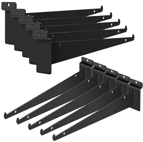 Lot de 10 supports d'étagère robustes en métal de 20,3 cm pour mur à lattes, accessoires de mur à lattes avec rebord - Crochets pour panneaux à lattes pour panneaux à lattes - Affichage à domicile et