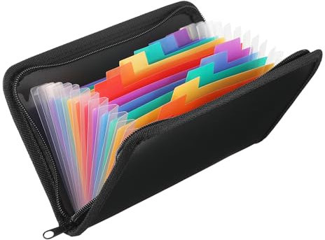 EUIOOVM Receipt Organiser Wallet A6, Mini Expanding File Document Organiser 13 Pockets, Accordion File Folder with Zipper Closure for Receipt/Invoice/Check/Bill/Tax Receipt (8.2 x 5.1x 0.7 inch)