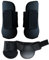 Merauno® Gamaschen Pferde 4er Set Gamaschen Paar für vorne hinter Hartschale und Klettverschluss für Damen& Herren PU Robust Elastisch Tendon Boots Classic (M, Schwarz)