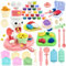 VBACALA 64 PCS Accessori per Plastilina per Bambini, Macchina per Popcorn, Plastilina per Bambini Creazioni da Cucina Macchina per Gelati in Argilla Modellabile