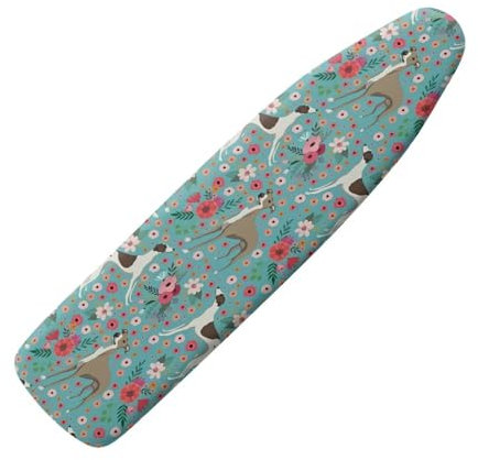 NETILGEN Ironing Board Cover Soft Elastic Iron Board Covers Resist Staining Marks Heat Reflective Easy to Install Iron Board Covers Medium Size Easy Fit, Whippet Dog Floral