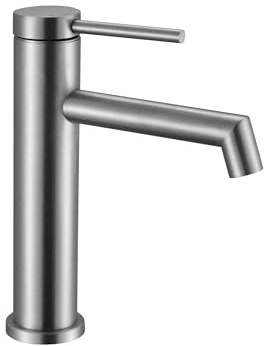 Rea Waschtischarmatur FOSS BRUSH NICKEL LOW Wasserhahn Bad Badarmatur aus Messing Armatur für Waschbecken Badezimmer Mischbatterie Waschbecken Einhebel (Stahl)