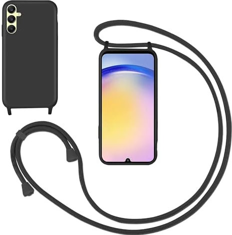 GoodcAcy Handykette Handyhülle für Samsung Galaxy A55,Smartphone Necklace Hülle mit Band Schutzhülle mit Kette zum umhängen Halskette Flüssig Silikon Case für Samsung Galaxy A55,Schwarz