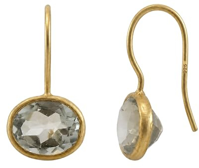 Grüner Amethyst Gold plattiert 925 Sterling Silber Ohrringe | Natürlicher Edelstein - Geburtstagsgeschenk - Handgefertigte Geschenkideen für Frauen (Grüner Amethyst)