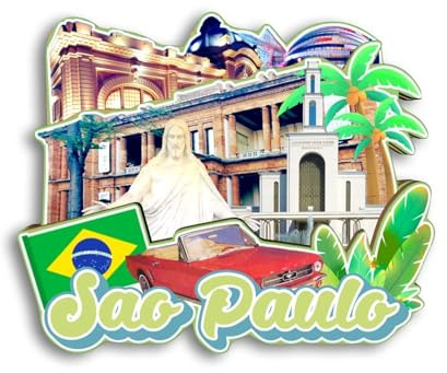 Quwsne Calamita da frigorifero Sao Paulo Brasile, souvenir da viaggio in città, regali turistici, 3D, monumenti classici, fatti a mano, decorazione per la casa, 945, QS-CYT-945