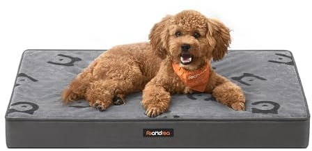 Feandrea Hundebett, Hundekissen waschbar, Hundematte abnehmbar, wasserdicht, 76 x 51 x 8 cm, Größe M, für kleine und Minihunde, Taubengrau PGW241G01