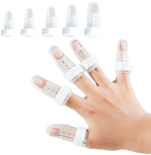 VPB 5 Stücke Fingerschutz Finger, verstellbar, 5Fingerschienen, zur Linderung von Arthritis-Schmerzen, Fingerverletzungen, Linderung von Sehnenscheidenen,für Finger, Stützbett, Fingerbandage