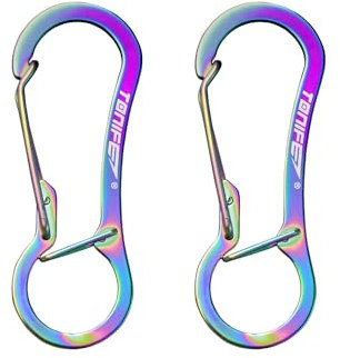 TONIFE Karabiner, Karabinerhaken aus Hochwertigem Edelstahl für Karabinerhaken Schlüsselanhänger, Snap Schnalle Feder Rucksack Verschlüsse (MT2803 Regenbogen Titan*2)