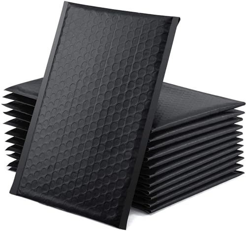 SULOLI 30 Stück gepolsterte Versandtaschen, 18 x 23 cm, Umschläge mit Luftpolsterfolie, selbstdichtende Luftpolstertaschen zum Verpacken und Schützen von Gegenständen (schwarz)