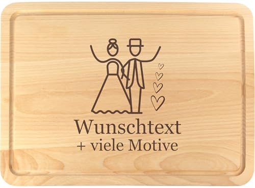Hochzeit Brettchen mit Gravur - mit Name, Spruch + Motiv - Premium Holz Brett 30x20 cm groß als Hochzeitsgeschenk, Hochzeitsgeschenke für Brautpaar von Geschenkissimo