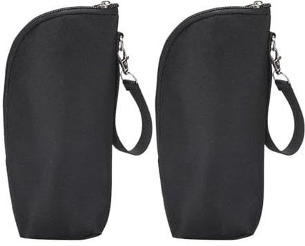 2 PCS Insulated Bottle Bag, Portable Baby Bottle Warmer, Heat & Cold Preservation for Indoor, Outdoor or Trip (Black)