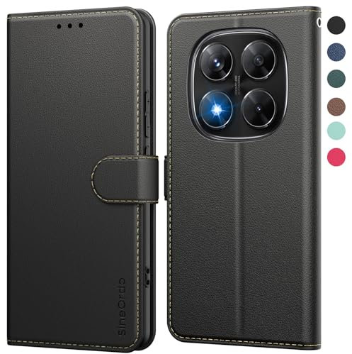 SineOrdo Funda Compatible con Xiaomi Redmi Note 14 Pro 5G / Note 14 Pro+ 5G / Poco X7 5G Carcasa, Libro Redmi Note 14 Pro 5G / Note 14 Pro Plus/Poco X7 5G Funda Tapa Piel Suave Case Negra