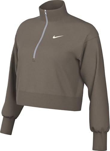 NIKE Sportswear Phoenix Fleece Oversize-Kurz-Sweatshirt Mit Halbreißverschluss Für Damen, Mink Brown/Sail, DQ5767-233, 2XL
