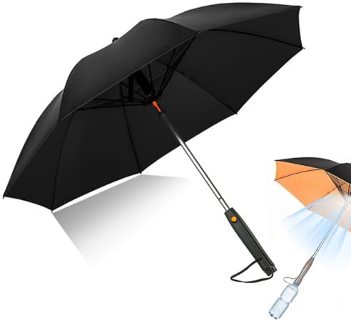 Misting Umbrella with Fan, 3 In 1 Umbrellas With Fan And Mister, Mist Spray Sun Umbrella UV Blocking, USB Rechargeable Summer Sunshade, Portable Cooling Umbrellas for Outdoor, Beach, Travel (Black)