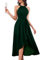 Aupuls Womens Halter Formal Dress Split Ruffle Elegant Long Party Prom Dress Cocktail Wedding Guest Maxi Dresses AUPUKLM08 Dark Green M