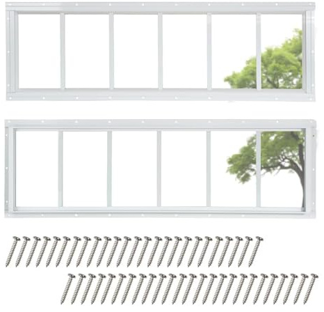 COLORPAPA 25,4 x 88,9 cm, 2 Stück, für Schuppen, Heckfenster, Weiß | Festes Fenster mit gehärtetem Glas, Gitter für Schuppen, Hühnerstall, Spielhaus, Haushalt, Garage, Scheunen
