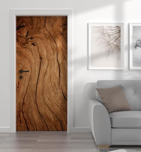 Türtapete Selbstklebend 100x200 Holzoptik Türfolie Vintage Holz Türaufkleber Fototapete 3D Effekt Türklebefolie Türposter für Innentür Schlafzimmer Bad Dekoration M5035