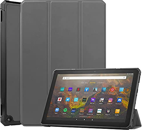 ADVDJBV Tablet-Hülle for Feuer HD10 Tablet-Fall-Abdeckung, Weich TPU. Schutzhülle mit Auto Wake/Sleep-Compatible with Fire Plus (2021)(Grey)