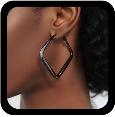 Cybche Vintage Große Quadratische Huggie Hoop Ohrringe Schwarz Quadratische Reifen Ohrringe Hohle Geometrische Ohrring Rechteckige Huggie Ohrring Schmuck Für Frauen