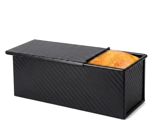 1000g Toastbrot Backform Mit Deckel, Kastenform Kuchen Rechteckig Kuchenform Eckig Kastenform Brotbackformen Toast Brot Backform Pullman Laib für Brote, Kuchen, Gebäck(32x 12x 11 CM, Schwarz)