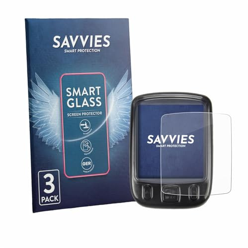 Savvies 3 Stück Panzer Schutz Glas für ZMCVOE Bike Computer digital 9H Schutzfolie HD Klar, Blasenfrei, Anti-Fingerabdruck, Stoßfest, Displayschutz