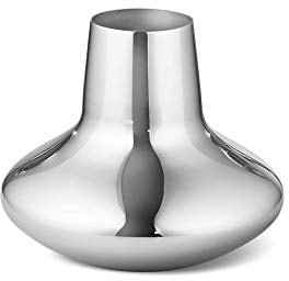 Georg Jensen HK Vase, Edelstahl, Silber, 22,5 x 22,5 x 18,5 cm