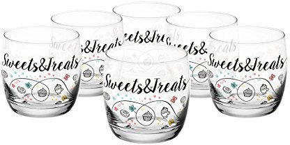 Sendez 6 Trinkgläser 260ml mit Cookies-Motiv Wassergläser Saftgläser Whiskygläser