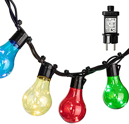 hellum LED Party Lichterkette außen, Lichterkette Glühbirnen Bunt mit 10 Lampen, beleuchtete Länge 4,5m Partybeleuchtung für Biergarten Zimmer Garten Balkon Party Innen und Außen 577877