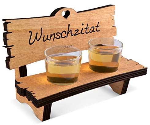 Hochzeitsbank mit Schnapsgläsern Gravur individuell Schnapsbank Hochzeitsgeschenke für Brautpaar 16,5x11x8cm - Zitat