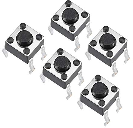 sourcing map 5 Stücke4.5x4.5x3.8mm Platte Mini/Mikro/Klein PCB Druckknopf Schalter DIP DE