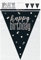 Dazzling Glitz Black & Silver Prismatic Happy Birthday Plastic Flag Banner (274cm) - Perfect for Party Decoration, Celebrations & More - 1 Pc