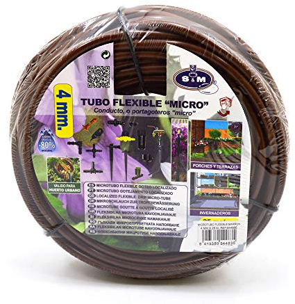 S&M Microtubo Flexible 4 x 6 mm Marrón 25 Metros riego por Goteo